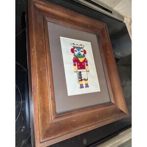 Framed Cross Stitch Native American pattern